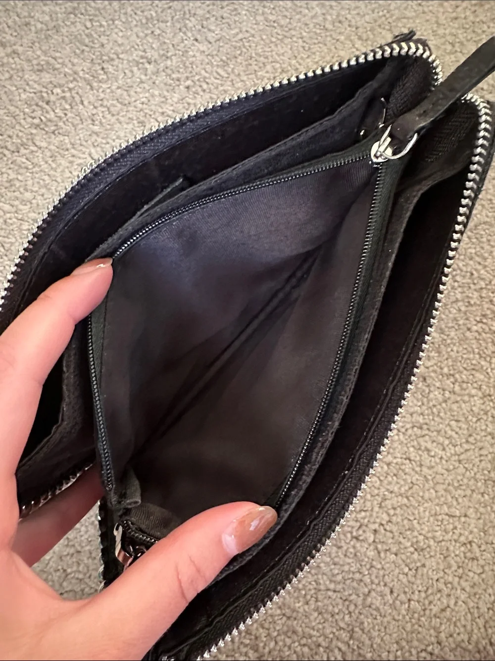 Zara Black Chain Crossbody Clutch with Stud Trim - Picture 8 of 10
